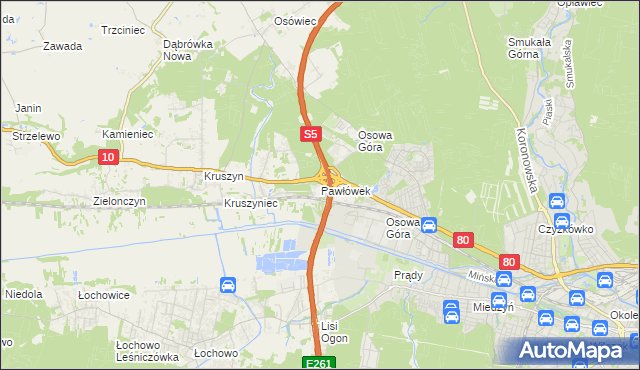 mapa Pawłówek gmina Sicienko, Pawłówek gmina Sicienko na mapie Targeo
