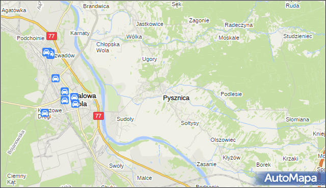 mapa Pysznica, Pysznica na mapie Targeo