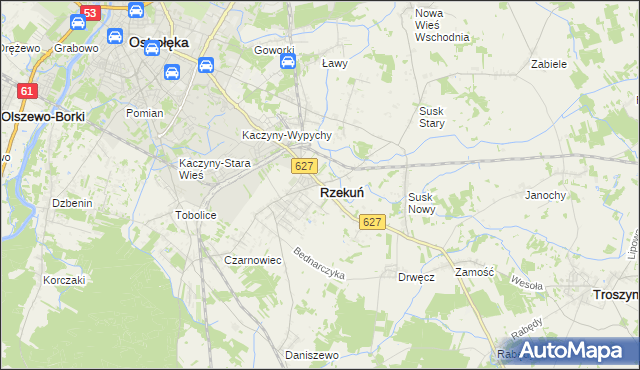 mapa Rzekuń, Rzekuń na mapie Targeo