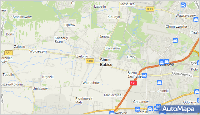 mapa Stare Babice, Stare Babice na mapie Targeo