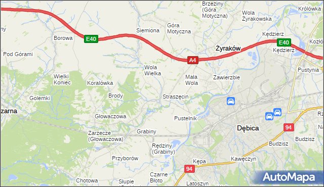 mapa Straszęcin, Straszęcin na mapie Targeo