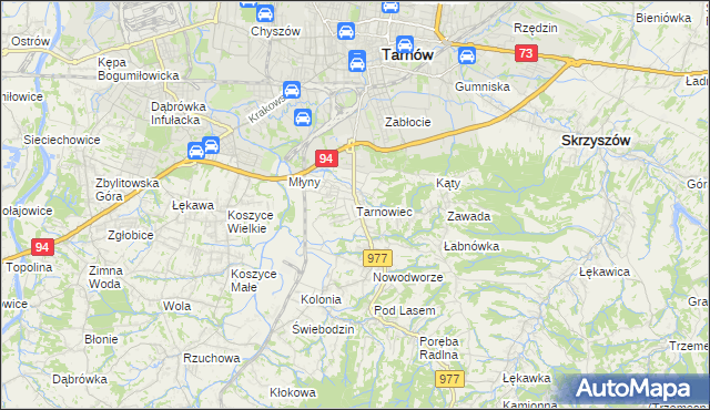 mapa Tarnowiec gmina Tarnów, Tarnowiec gmina Tarnów na mapie Targeo
