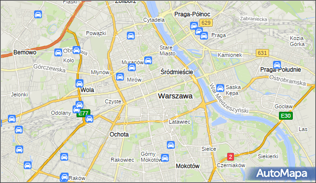 mapa Warszawy, Warszawa na mapie Targeo
