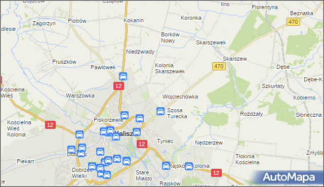mapa Wojciechówka gmina Żelazków, Wojciechówka gmina Żelazków na mapie Targeo