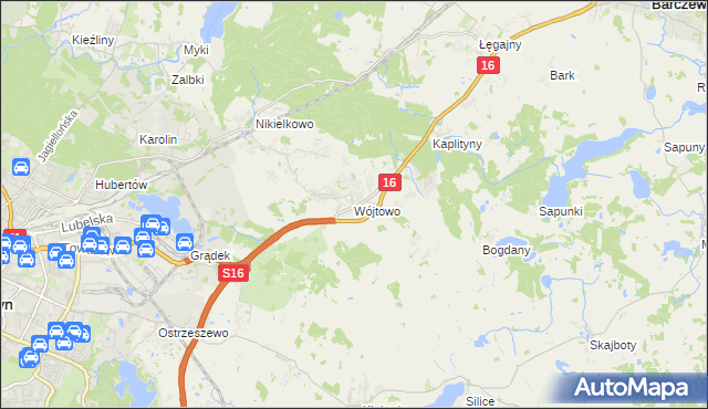 mapa Wójtowo gmina Barczewo, Wójtowo gmina Barczewo na mapie Targeo