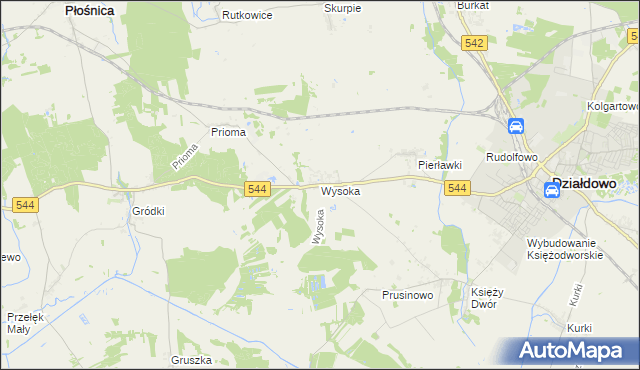 mapa Wysoka gmina Działdowo, Wysoka gmina Działdowo na mapie Targeo