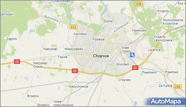 mapa Chojnic, Chojnice na mapie Targeo