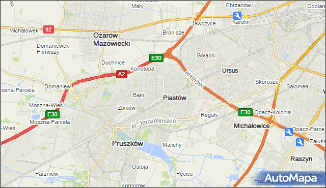 mapa Piastów powiat pruszkowski, Piastów powiat pruszkowski na mapie Targeo