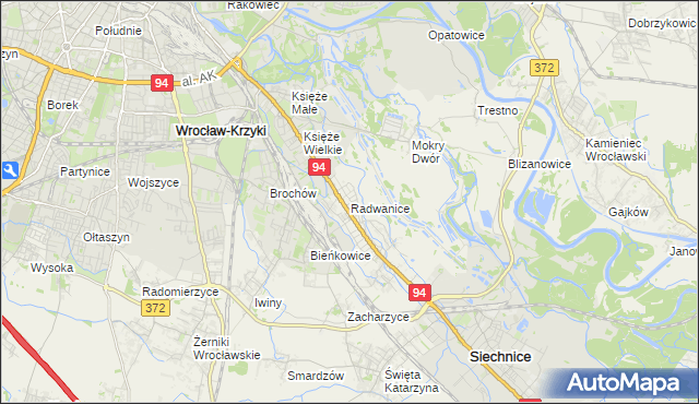 mapa Radwanice gmina Siechnice, Radwanice gmina Siechnice na mapie Targeo