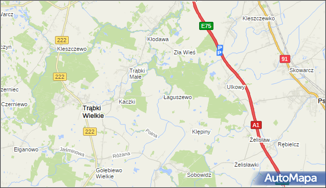 mapa Łaguszewo, Łaguszewo na mapie Targeo