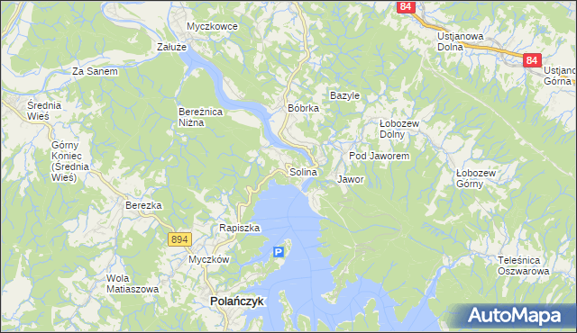 mapa Solina, Solina na mapie Targeo
