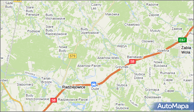 mapa Adamów-Wieś, Adamów-Wieś na mapie Targeo