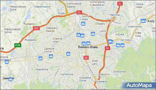 mapa Bielsko-Białej, Bielsko-Biała na mapie Targeo