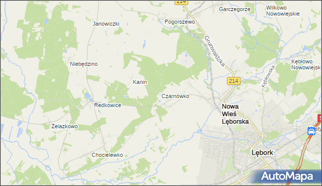 mapa Czarnówko gmina Nowa Wieś Lęborska, Czarnówko gmina Nowa Wieś Lęborska na mapie Targeo