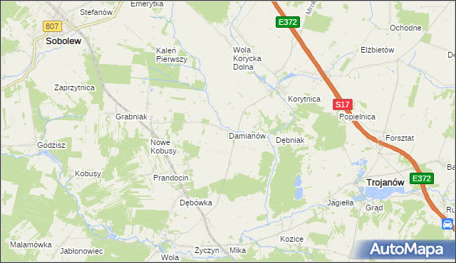 mapa Damianów, Damianów na mapie Targeo