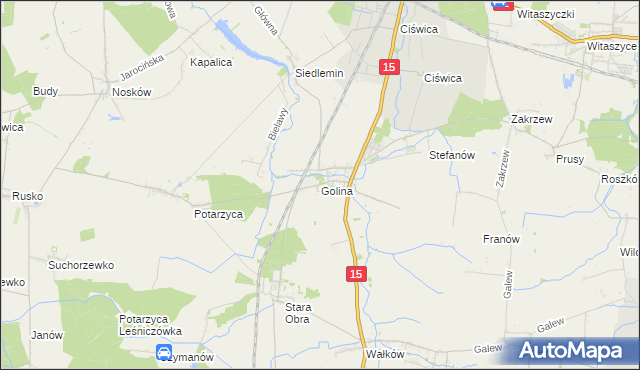 mapa Golina gmina Jarocin, Golina gmina Jarocin na mapie Targeo