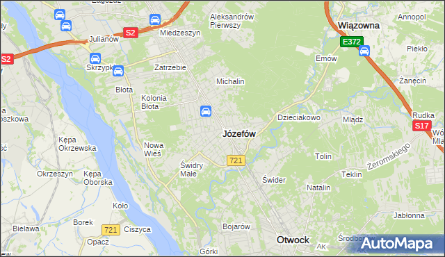 mapa Józefów powiat otwocki, Józefów powiat otwocki na mapie Targeo