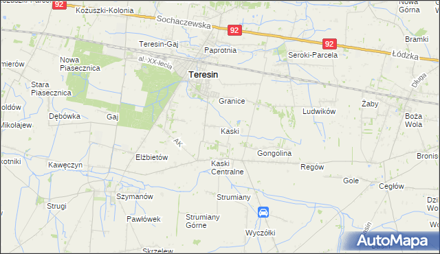 mapa Kaski gmina Baranów, Kaski gmina Baranów na mapie Targeo