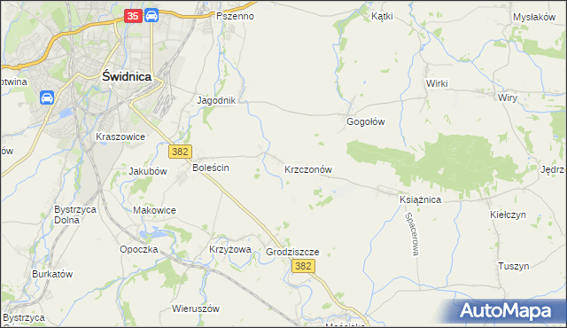 mapa Krzczonów gmina Świdnica, Krzczonów gmina Świdnica na mapie Targeo