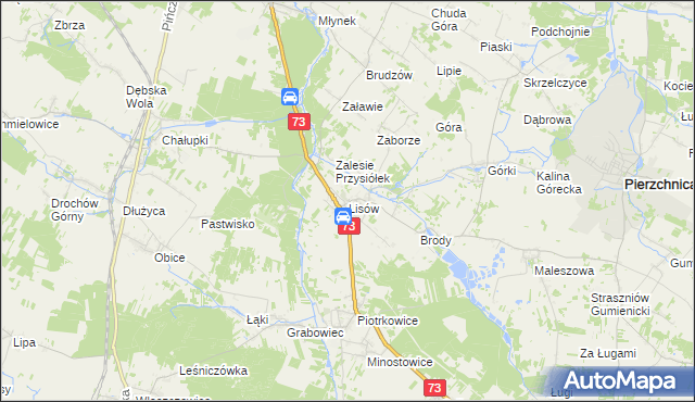 mapa Lisów gmina Morawica, Lisów gmina Morawica na mapie Targeo