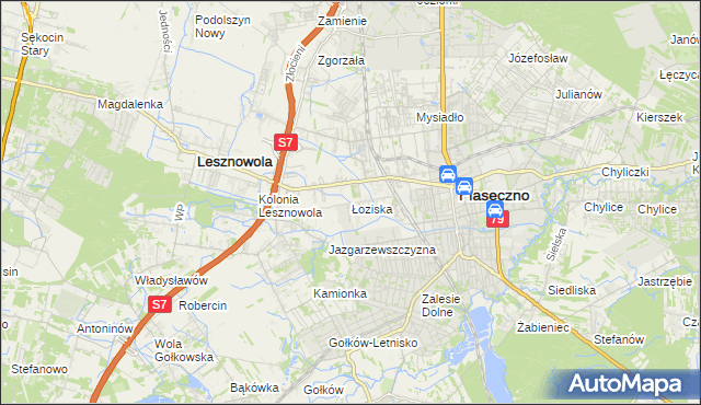 mapa Łoziska, Łoziska na mapie Targeo