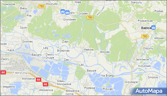 mapa Mętków, Mętków na mapie Targeo