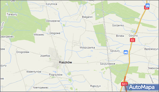 mapa Moszczanka gmina Raszków, Moszczanka gmina Raszków na mapie Targeo