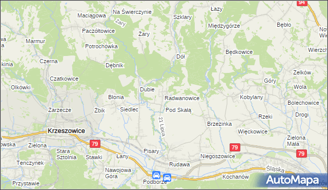 mapa Radwanowice, Radwanowice na mapie Targeo