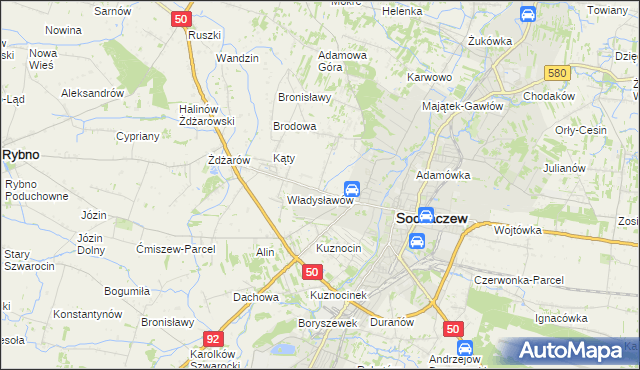 mapa Rozlazłów, Rozlazłów na mapie Targeo