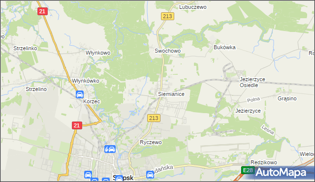 mapa Siemianice gmina Słupsk, Siemianice gmina Słupsk na mapie Targeo