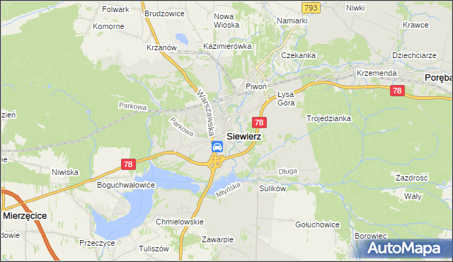 mapa Siewierz, Siewierz na mapie Targeo