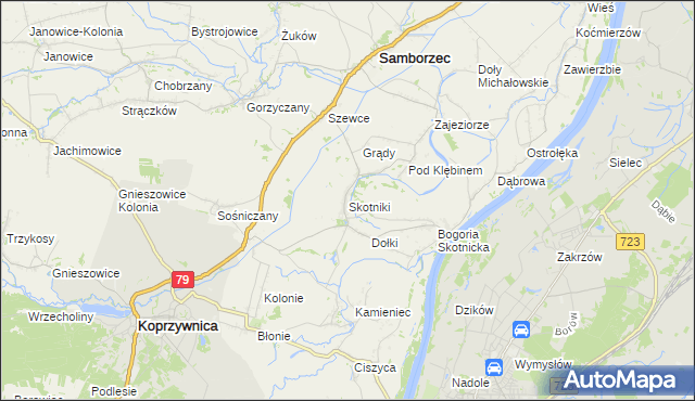 mapa Skotniki gmina Samborzec, Skotniki gmina Samborzec na mapie Targeo