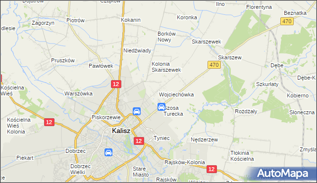 mapa Wojciechówka gmina Żelazków, Wojciechówka gmina Żelazków na mapie Targeo