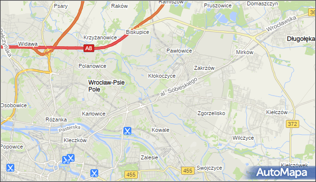 mapa Psie Pole gmina Wrocław, Psie Pole gmina Wrocław na mapie Targeo