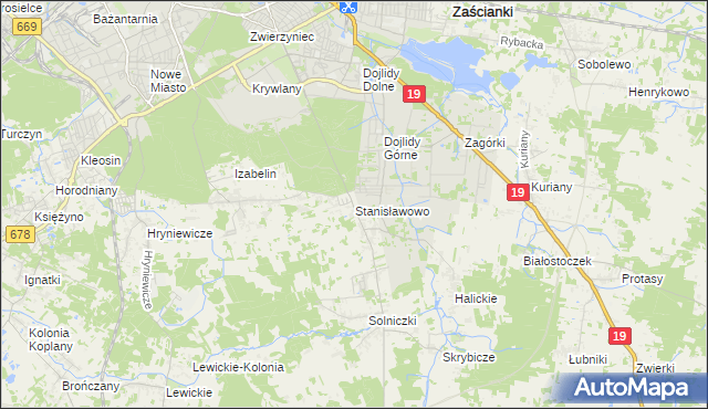 mapa Stanisławowo gmina Juchnowiec Kościelny, Stanisławowo gmina Juchnowiec Kościelny na mapie Targeo