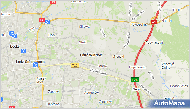 mapa Widzew, Widzew na mapie Targeo