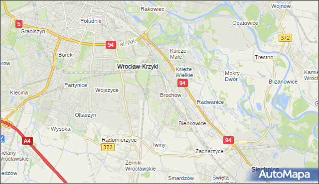 mapa Brochów gmina Wrocław, Brochów gmina Wrocław na mapie Targeo