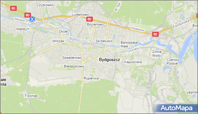mapa Bydgoszczy, Bydgoszcz na mapie Targeo