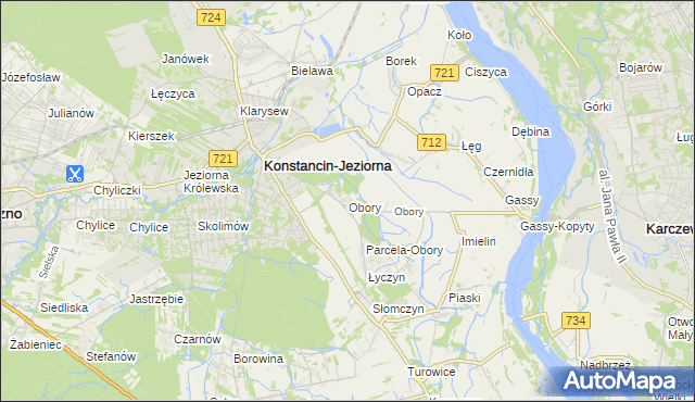 mapa Obory gmina Konstancin-Jeziorna, Obory gmina Konstancin-Jeziorna na mapie Targeo
