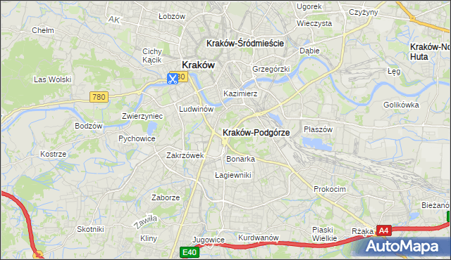 mapa Podgórze gmina Kraków, Podgórze gmina Kraków na mapie Targeo