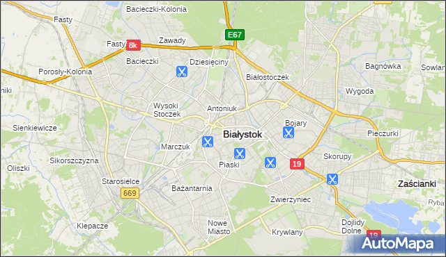 mapa Białegostoku, Białystok na mapie Targeo