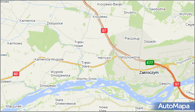 mapa Henrysin gmina Zakroczym, Henrysin gmina Zakroczym na mapie Targeo