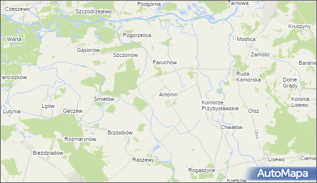 mapa Antonin gmina Żerków, Antonin gmina Żerków na mapie Targeo