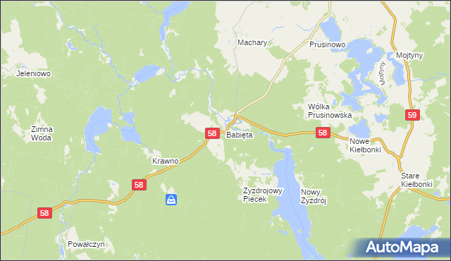 mapa Babięta, Babięta na mapie Targeo