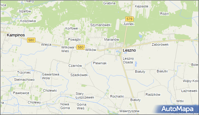 mapa Grądki gmina Leszno, Grądki gmina Leszno na mapie Targeo