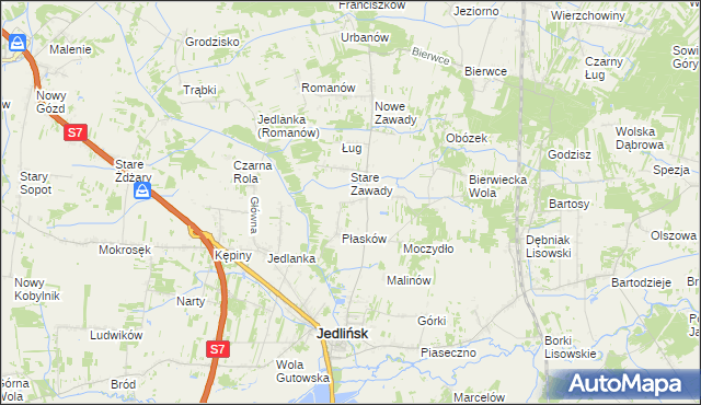 mapa Józefów gmina Jedlińsk, Józefów gmina Jedlińsk na mapie Targeo