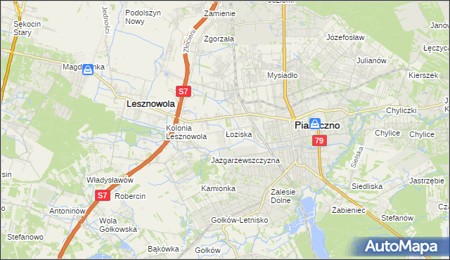 mapa Łoziska, Łoziska na mapie Targeo