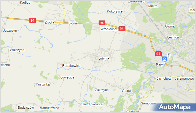 mapa Lutynia gmina Miękinia, Lutynia gmina Miękinia na mapie Targeo