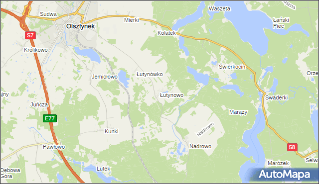 mapa Łutynowo, Łutynowo na mapie Targeo