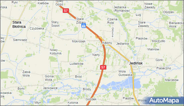 mapa Narty gmina Jedlińsk, Narty gmina Jedlińsk na mapie Targeo